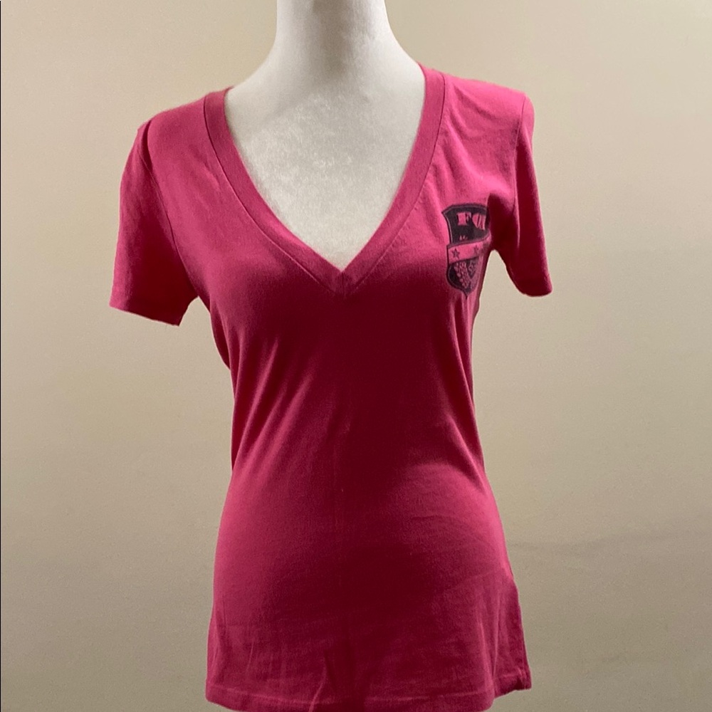 Fox Pink Fitted V-Neck T-Shirt